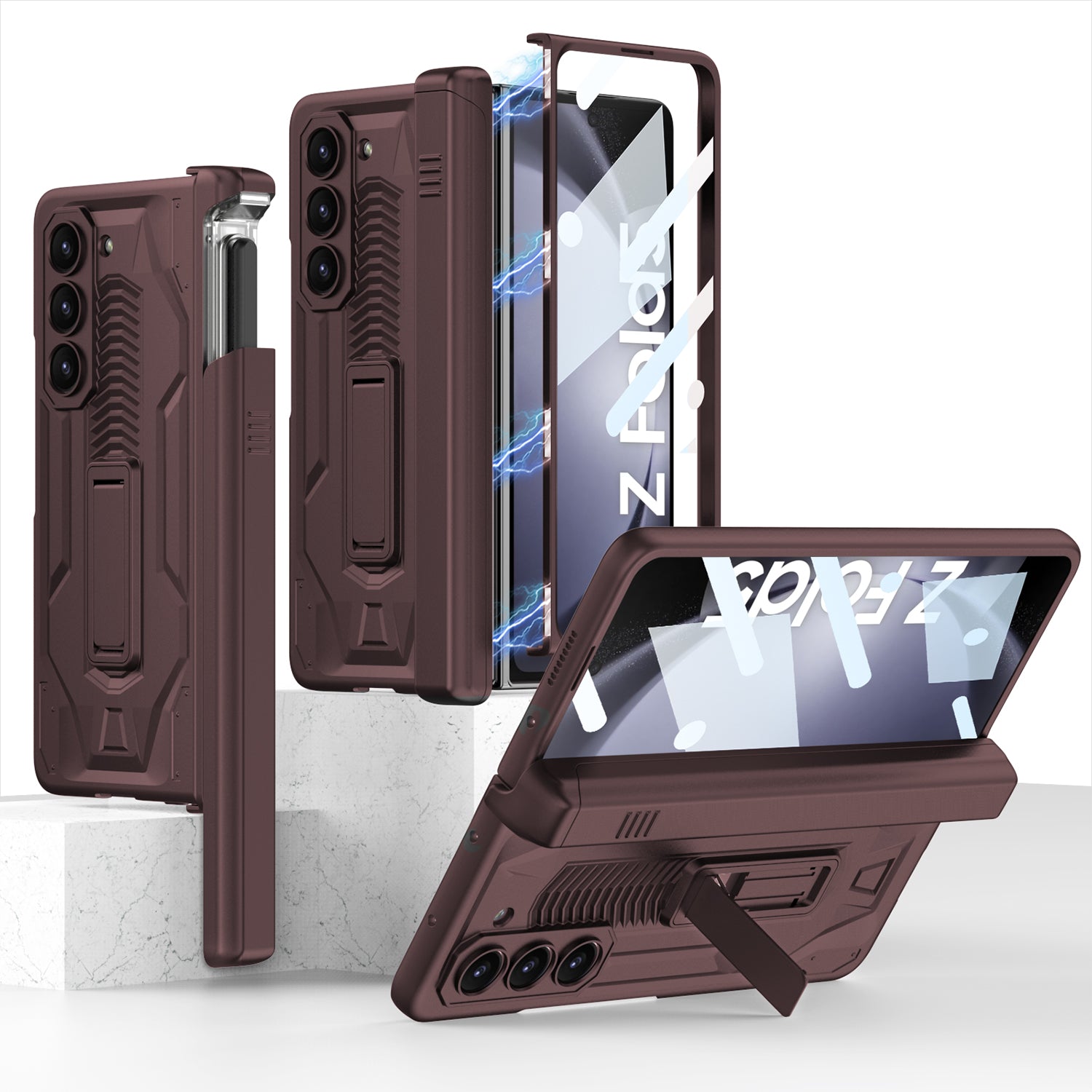GKK For Samsung Galaxy Z Fold5 5G Cover Pen Box Design PC Phone Case Built-in Front Screen Film Shell GKK For Samsung Galaxy Z Fold5 5G Cover Pen Box Design PC Phone Case Built-in Front Screen Film Shell